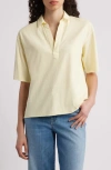 Frank & Eileen Patty Short Sleeve Cotton Johnny Collar Top In Canary