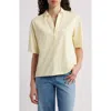 Frank & Eileen Patty Short Sleeve Cotton Johnny Collar Top In Canary