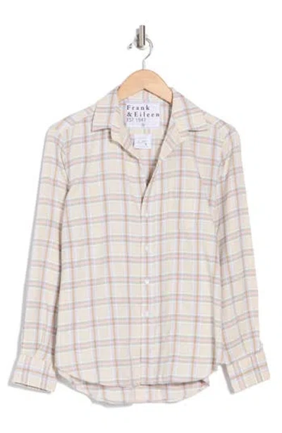 Frank & Eileen Plaid Relaxed Button-up Shirt In Cream White Pink Plaid