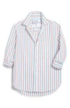 Frank & Eileen Relaxed Button Up Shirt In Jade Orange Double Stripe