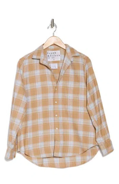 Frank & Eileen Relaxed Cotton Button-up Shirt In Beige/grey Sand