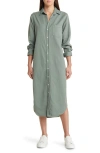Frank & Eileen Rory Long Sleeve Denim Maxi Shirtdress In Thyme