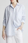 Frank & Eileen Shirley Anchor Stripe Oversize Tunic Button-up Shirt In Horizontal Stripe W/anchor