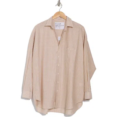Frank & Eileen Shirley Oversize Stripe Button-up Shirt In Sand Stripe