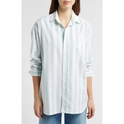 Frank & Eileen Shirley Stripe Oversize Button-up Shirt In Wide Sage Stripe