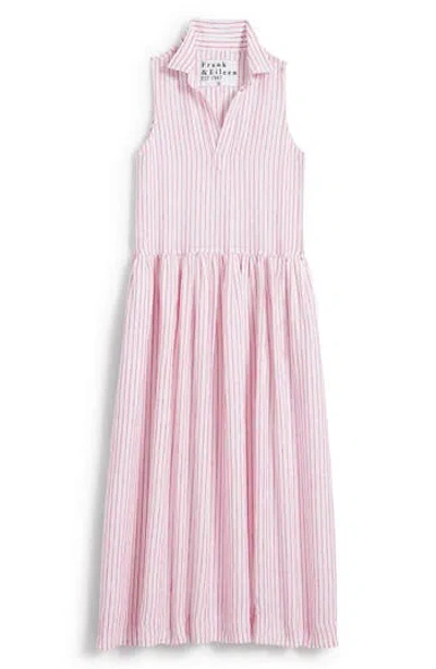 Frank & Eileen Stripe Linen Sleeveless Shirtdress In Pink Stripe