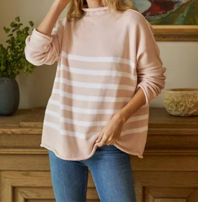 Frank & Eileen Monterey Sweater In Vintage Rose W/ White Stripe