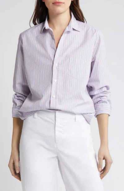 Frank & Eileen Relaxed Button-up Shirt In Navy Pink Multi Stripe