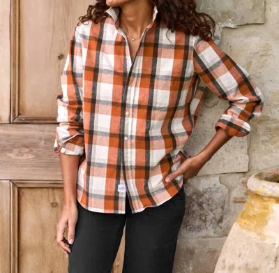 Frank & Eileen Relaxed Shirt In Pumpkin And Brown Plaid In Multi