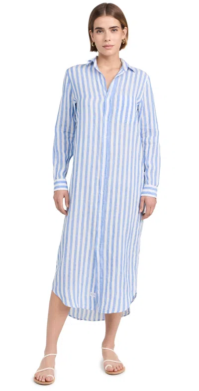 Frank & Eileen Rory Maxi Shirtdress Wide White/blue Stripe In Wide White, Blue Stripe