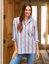Frank & Eileen Eileen Stripe Print Relaxed Fit Button-up Shirt In Blue, Red