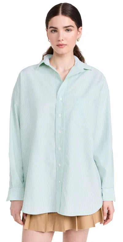 Frank & Eileen Shirley Oversized Button Up Shirt Green Stripe