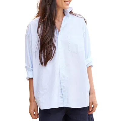 Frank & Eileen Shirley Oversized Button Up Shirt In Light Blue Stripe In Multi