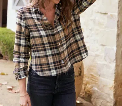 Frank & Eileen Silvio Untuckable Button-up Shirt In Sand And Camel With Black Plaid In Multi