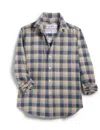 Frank & Eileen Women's Barry Tailored Button Up Shirt In Heather Blue Brown Plaid In Multi
