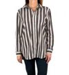 Frank & Eileen Women's Joedy Boyfriend Button Up Shirt In Brown Stripe In Multi