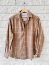 Frank & Eileen Women's Relaxed Button-up Shirt In Camel Cream Windowpane In Multi