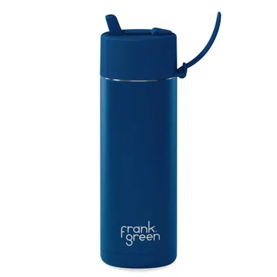 FRANK GREEN BLUE 20OZ STAINLESS STEEL CERAMIC REUSABLE BOTTLE DEEP OCEAN WITH FLIP STRAW LID
