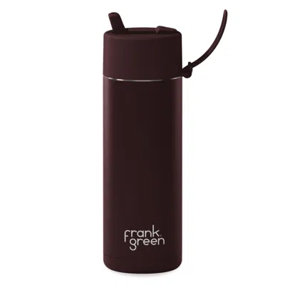 FRANK GREEN BROWN 20OZ STAINLESS STEEL CERAMIC REUSABLE BOTTLE CHOCOLATE WITH FLIP STRAW LID