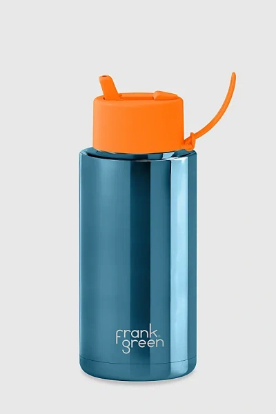 Frank Green Ceramic 34 oz Insulated Bottle In Chrome Blue/neon Orange At Urban Outfitters