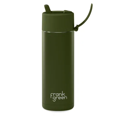 Frank Green Green 20oz Stainless Steel Ceramic Reusable Bottle Khaki With Flip Straw Lid