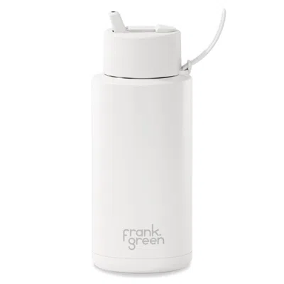 Frank Green White 34oz Stainless Steel Ceramic Reusable Bottle Cloud With Flip Straw Lid