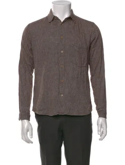 Pre-owned Frank Leder Linen Long Sleeve Shirt In Brown