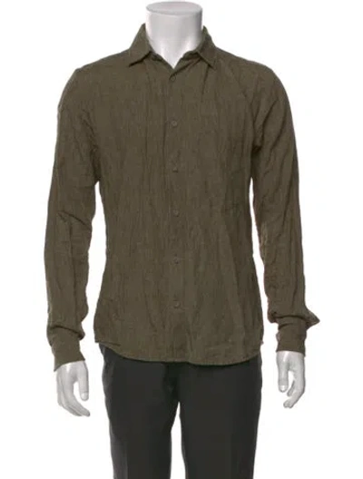 Pre-owned Frank Leder Linen Long Sleeve Shirt In Green