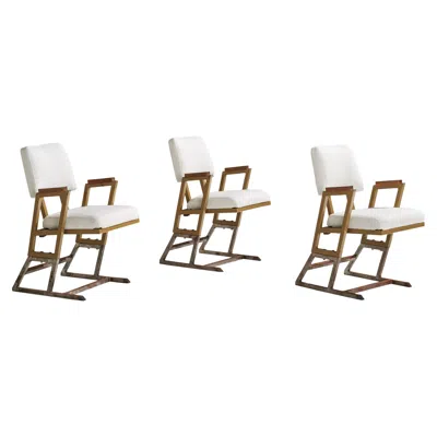 Pre-owned Frank Lloyd Wright , Armchairs, Metal, Wood, Fabric, Usa, 1955 In Brown