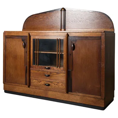 Pre-owned Frank Lloyd Wright Art Deco "amsterdam School" Oak Cabinet With Black Rosewood Accents