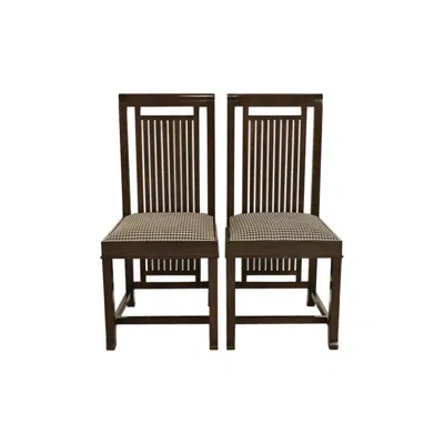 Pre-owned Frank Lloyd Wright Arts & Crafts Cherry Wood Side Chairs Or Dining Chairs, Pair In Brown