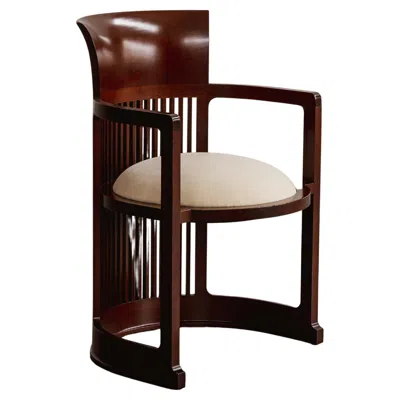 Pre-owned Frank Lloyd Wright "barrel" Chair For Cassina, Butter White Velvet, 1937