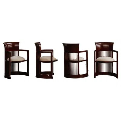 Pre-owned Frank Lloyd Wright "barrel" Chairs For Cassina, Butter Velvet, 1937, Set Of 4 In Brown