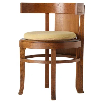 Pre-owned Frank Lloyd Wright Barrel-back Chair From The Frank L. Smith Bank By  In Brown