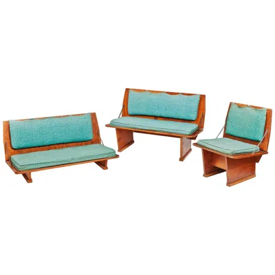 Pre-owned Frank Lloyd Wright Benches And Table From Wright's 1951 Unitarian Church In Brown