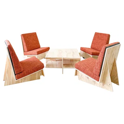 Pre-owned Frank Lloyd Wright Coffee Table And Lounge Chairs In Brown