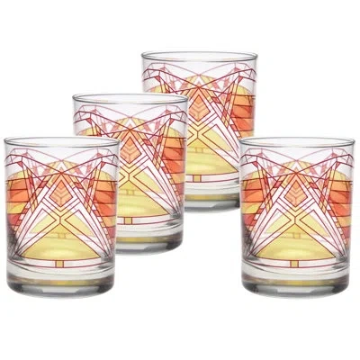Frank Lloyd Wright Dana Thomas Butterfly 14-ounce Dof Double Old Fashioned Glass In Orange