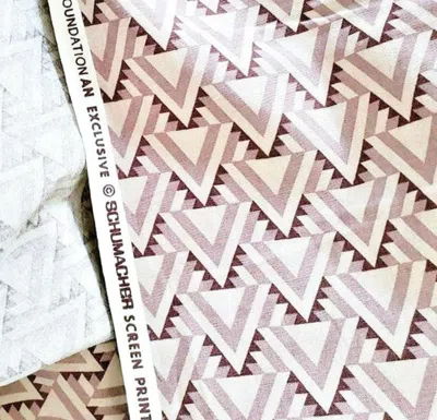 Pre-owned Frank Lloyd Wright For Schumacher Liberty Triangles Geometric Amethyst Textile In Purple