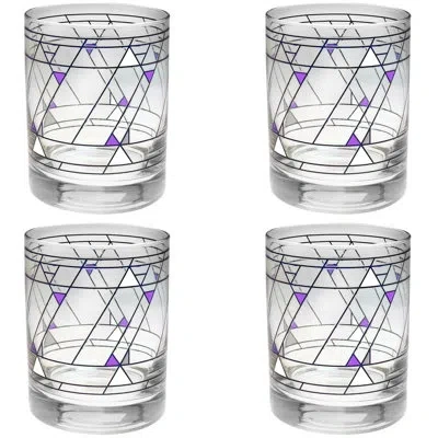 Frank Lloyd Wright Hollyhock House 14 Oz. Whiskey Glass In Black;purple;clear
