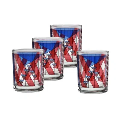 Frank Lloyd Wright July Fourth 14-ounce Dof Double Old Fashioned Glass Set Of 4 In Red