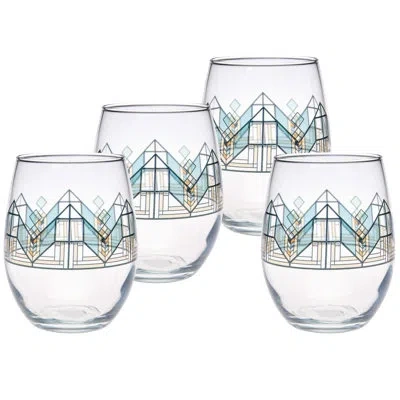 Frank Lloyd Wright Lake Geneva Tulip 15-ounce Stemless Wine Glass In Teal