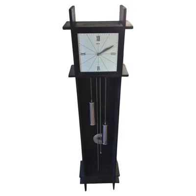 Pre-owned Frank Lloyd Wright Modernist Rietveld Style Standing Clock By Interclock, Belgium 1980s In Brown