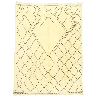 Pre-owned Frank Lloyd Wright New Contemporary Berber Moroccan Rug With Minimalist Mid-century Modern Style In Yellow