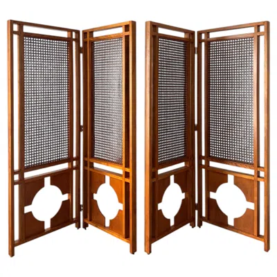 Pre-owned Frank Lloyd Wright Pair Of William Adair Bernoudy Flw Taliesin Mid-century Room Divider Screens In Brown