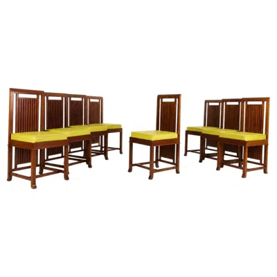 Pre-owned Frank Lloyd Wright , Set Of 8 Chairs 614 Coonley 2, Cassina Ed, 1907-1992 In Brown