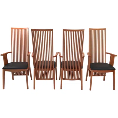 Pre-owned Frank Lloyd Wright Set Of Four "california" Armchairs By Antonio Sibau In Brown