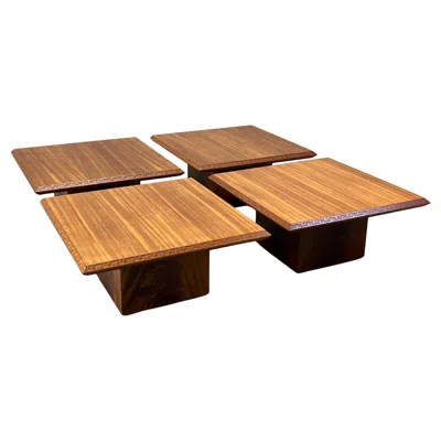 Pre-owned Frank Lloyd Wright Set Of Four Tables By  For Henredon In Brown