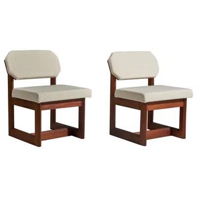Pre-owned Frank Lloyd Wright , Slipper Chairs, Mahogany, Fabric, Heritage Henredon, C. 1955 In Brown
