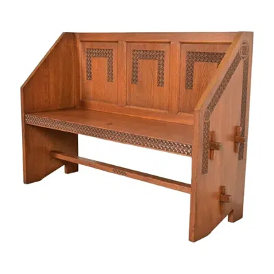 Pre-owned Frank Lloyd Wright Style Antique Mission Oak Arts & Crafts Pew, Circa 1900 In Brown