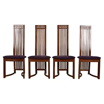 Pre-owned Frank Lloyd Wright Style Arts & Crafts High Back Dining Chairs, Set Of Four In Brown